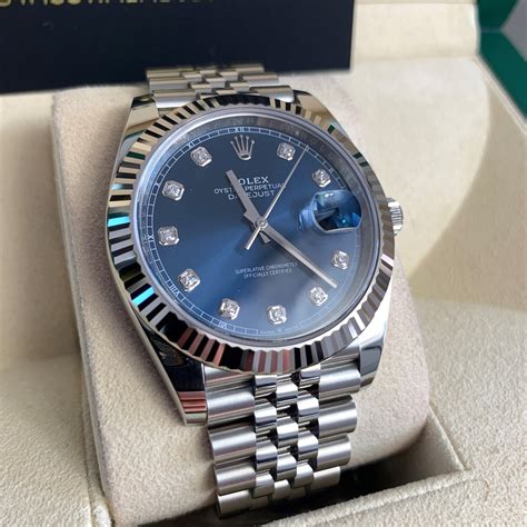 rolex datejust 41 blue diamond dial|rolex datejust 41 blue price.